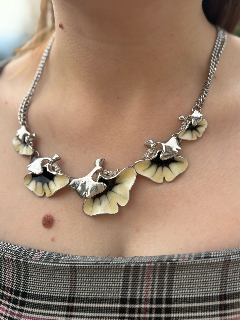 Silver Tone Whispering Leaves Necklace